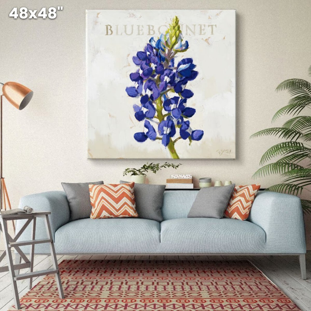 Bluebonnet of Texas Flower Gallery Wrapped Canvas Wall Art - 5" to 48" Sizes | Farmhouse World