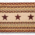 Burgundy Stars Braided Oval Table Runner - 100% Natural Jute and Hand Stenciled | Farmhouse World