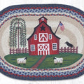 Country Barn & Flag Patriotic Kitchen Rug - Handwoven with 100% Natural Jute and Hand Stenciled | Farmhouse World