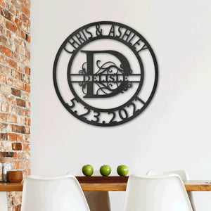 Established Family Fancy Monogrammed Sign Personalized with Names & Date | Farmhouse World