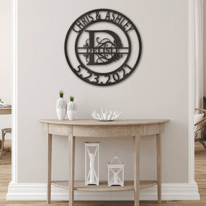 Established Family Fancy Monogrammed Sign Personalized with Names & Date | Farmhouse World