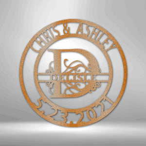 Established Family Fancy Monogrammed Sign Personalized with Names & Date | Farmhouse World