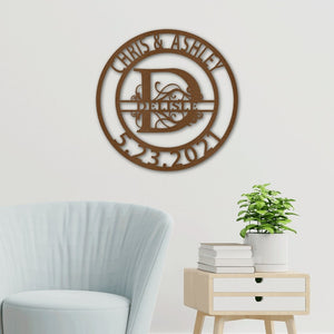 Established Family Fancy Monogrammed Sign Personalized with Names & Date | Farmhouse World