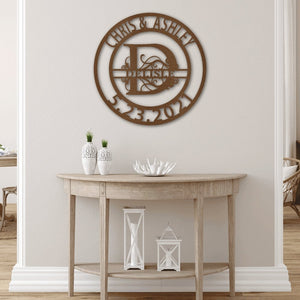 Established Family Fancy Monogrammed Sign Personalized with Names & Date | Farmhouse World