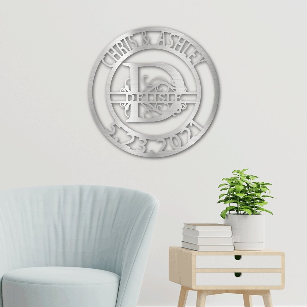 Established Family Fancy Monogrammed Sign Personalized with Names & Date | Farmhouse World