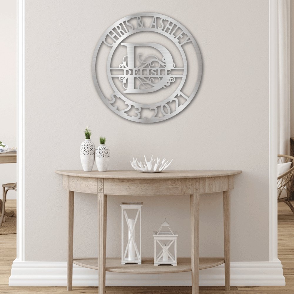 Established Family Fancy Monogrammed Sign Personalized with Names & Date | Farmhouse World