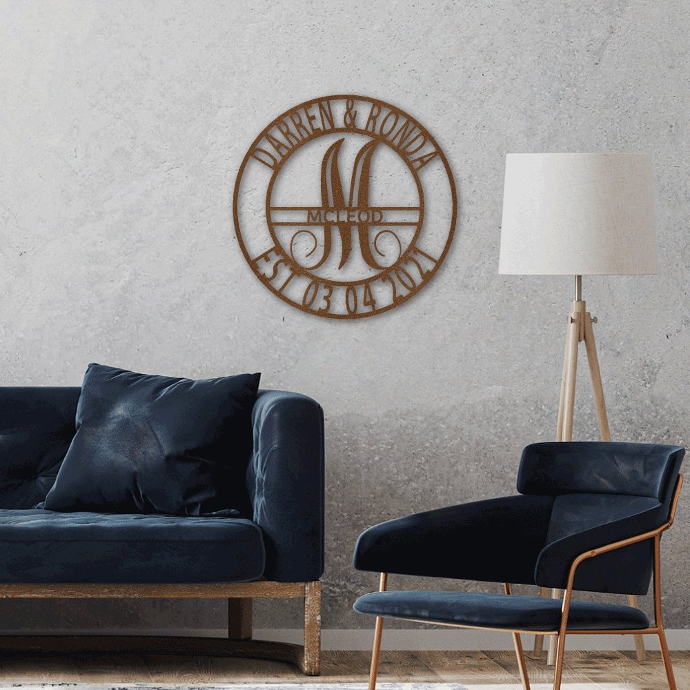 Family Monogrammed Sign Personalized with Names & Established Date | Farmhouse World