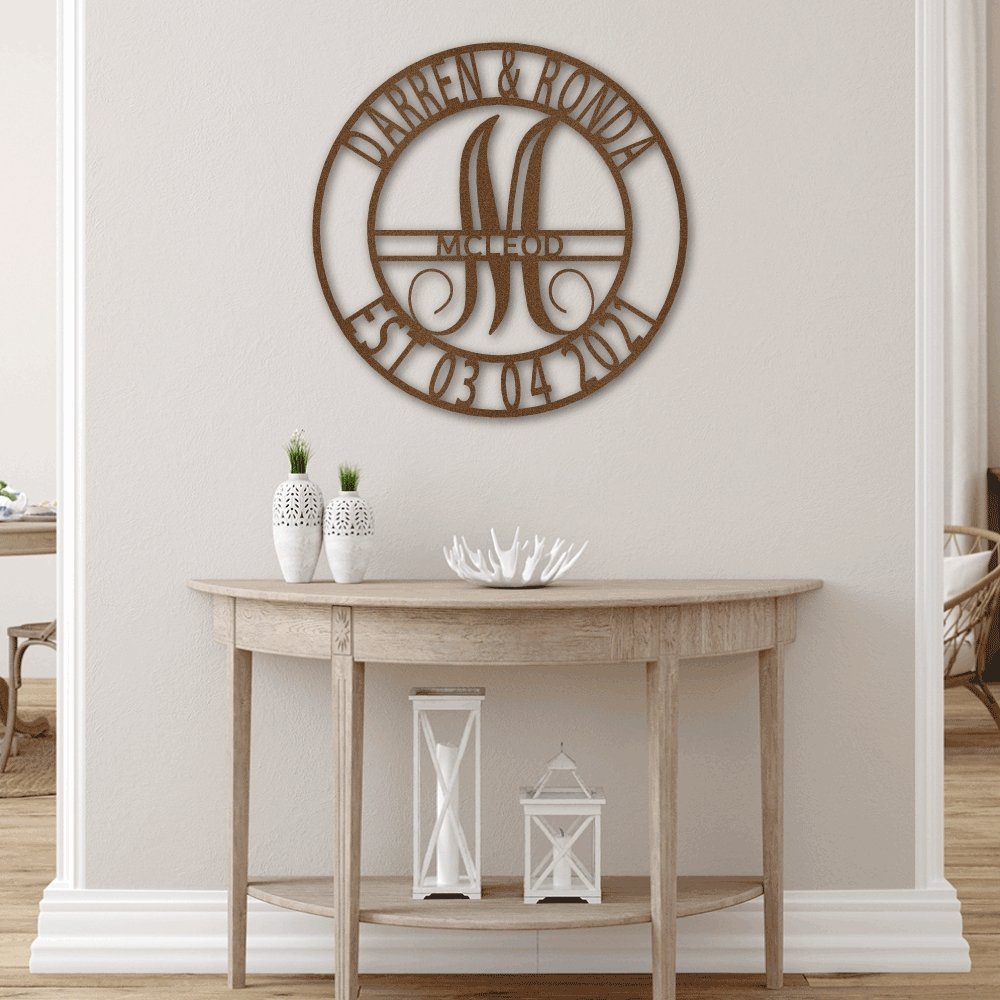 Family Monogrammed Sign Personalized with Names & Established Date | Farmhouse World