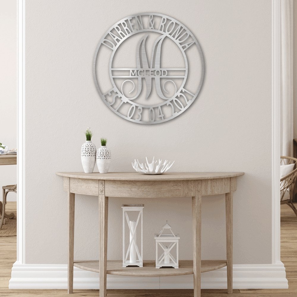 Family Monogrammed Sign Personalized with Names & Established Date | Farmhouse World