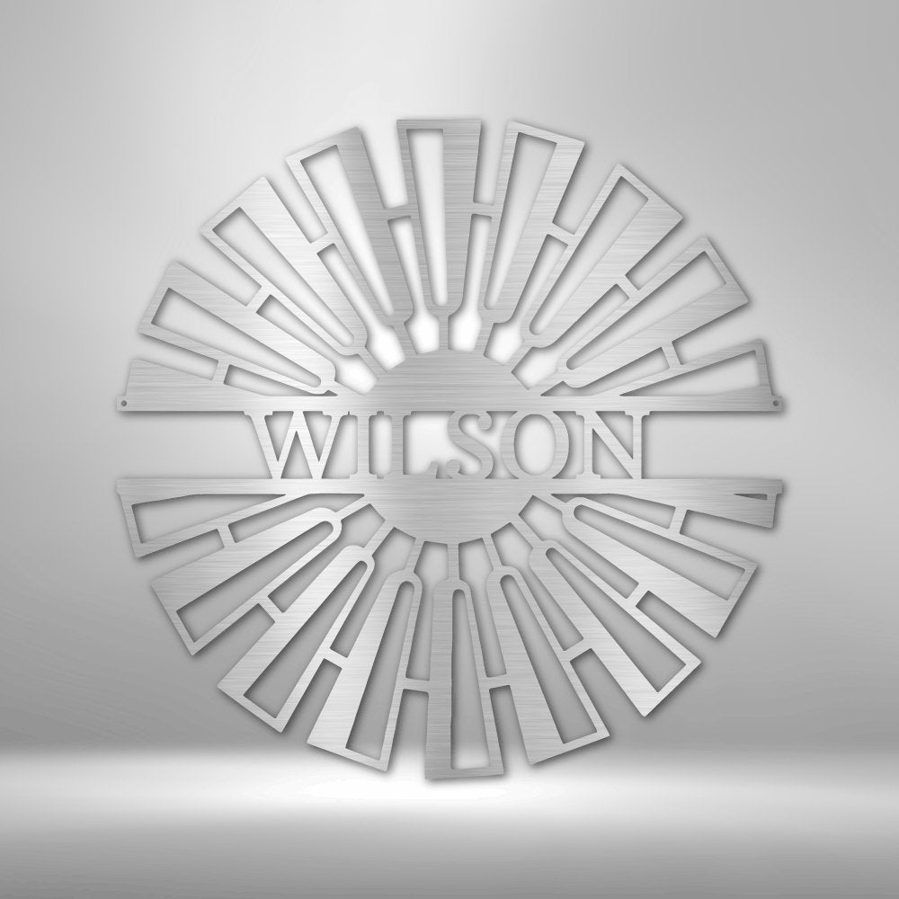 Fancy Windmill Monogram - Steel Sign | Farmhouse World