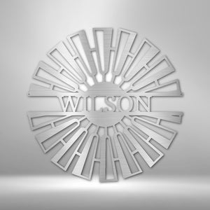 Fancy Windmill Monogram - Steel Sign | Farmhouse World