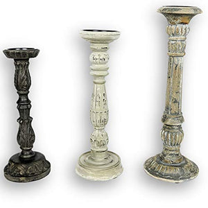 Farmhouse Candle Holders Set of 3 - Wooden Candle Holders with Distressed Finish for a Vintage Antique Decor Look | Farmhouse World