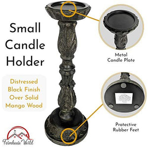 Farmhouse Candle Holders Set of 3 - Wooden Candle Holders with Distressed Finish for a Vintage Antique Decor Look | Farmhouse World