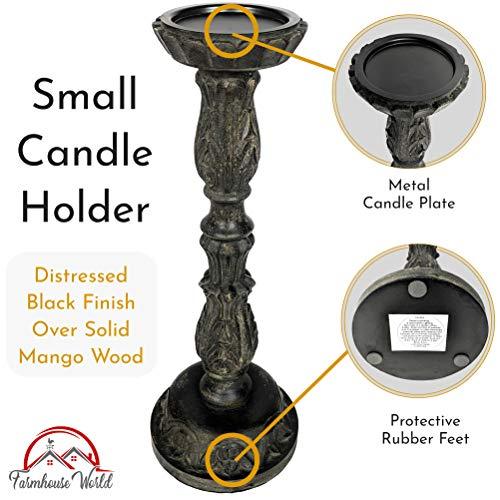 Farmhouse Candle Holders Set of 3 - Wooden Candle Holders with Distressed Finish for a Vintage Antique Decor Look | Farmhouse World