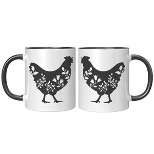 Floral Rooster Mug 11oz | Farmhouse World