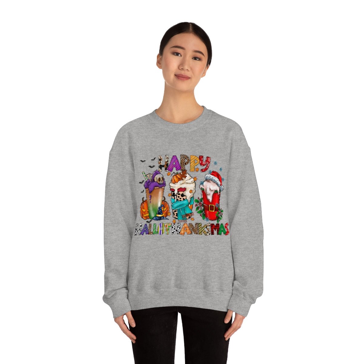 Funny Happy Hallothanksmas Coffee Lover Western Sweatshirt | Farmhouse World