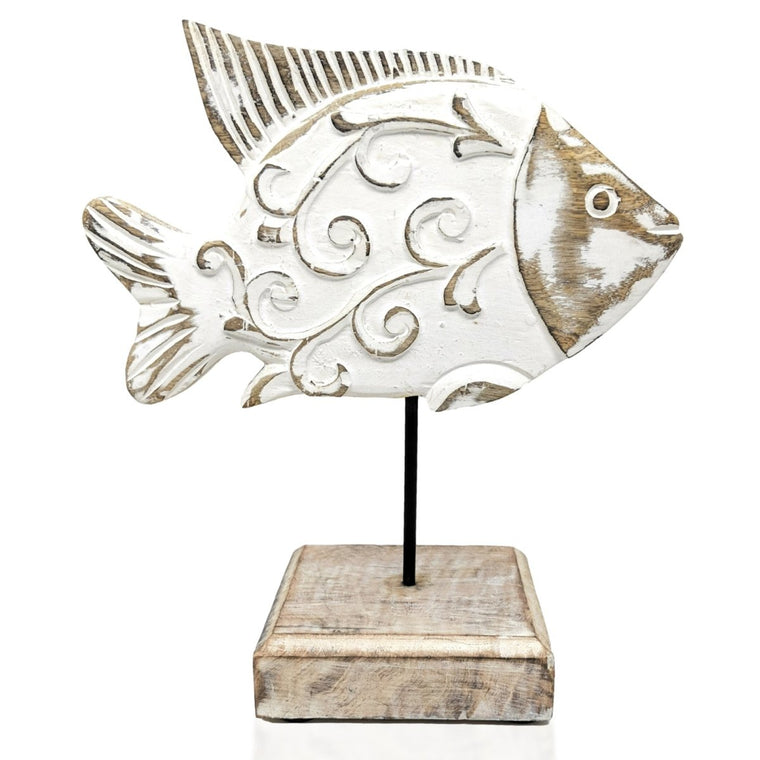 Handcarved Wooden Beau Butter Fish Statue | Farmhouse World