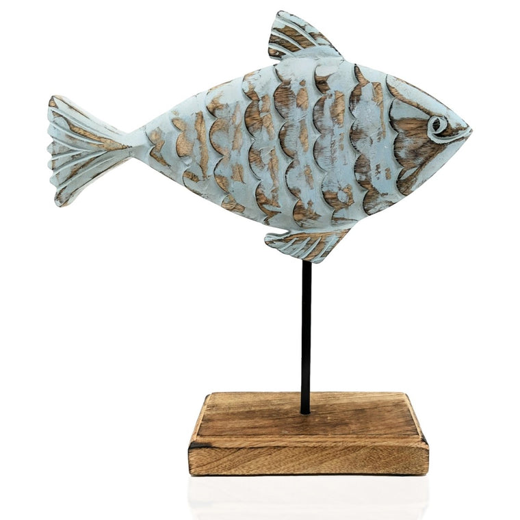 Handcarved Surgeon Wooden Fish Sculpture Home Décor | Farmhouse World