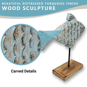 Handcarved Surgeon Wooden Fish Sculpture Home Décor | Farmhouse World