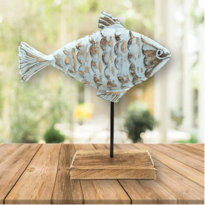 Handcarved Surgeon Wooden Fish Sculpture Home Décor | Farmhouse World