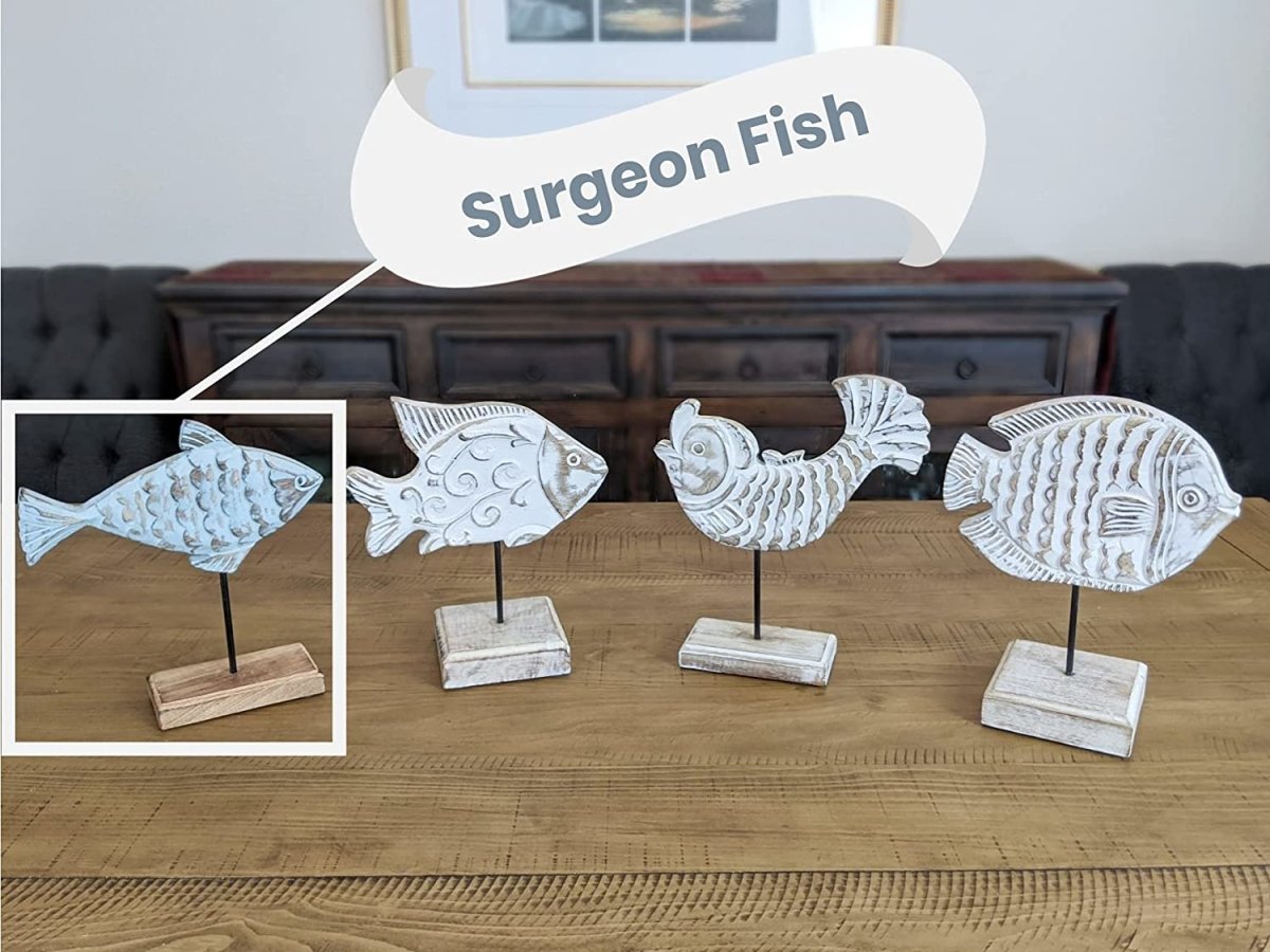 Handcarved Surgeon Wooden Fish Sculpture Home Décor | Farmhouse World