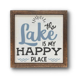 "Lake is my Happy Place" Sign 6" | Farmhouse World