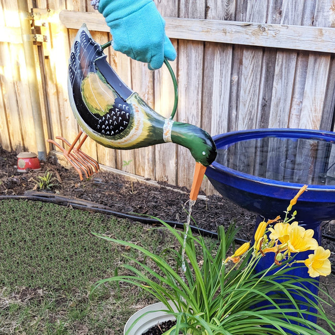 Mallard Duck Watering Can - Solid Metal - Decroative & Functional | Farmhouse World