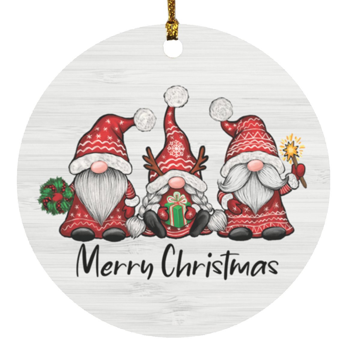Merry Christmas Gnomes Ornament | Farmhouse World