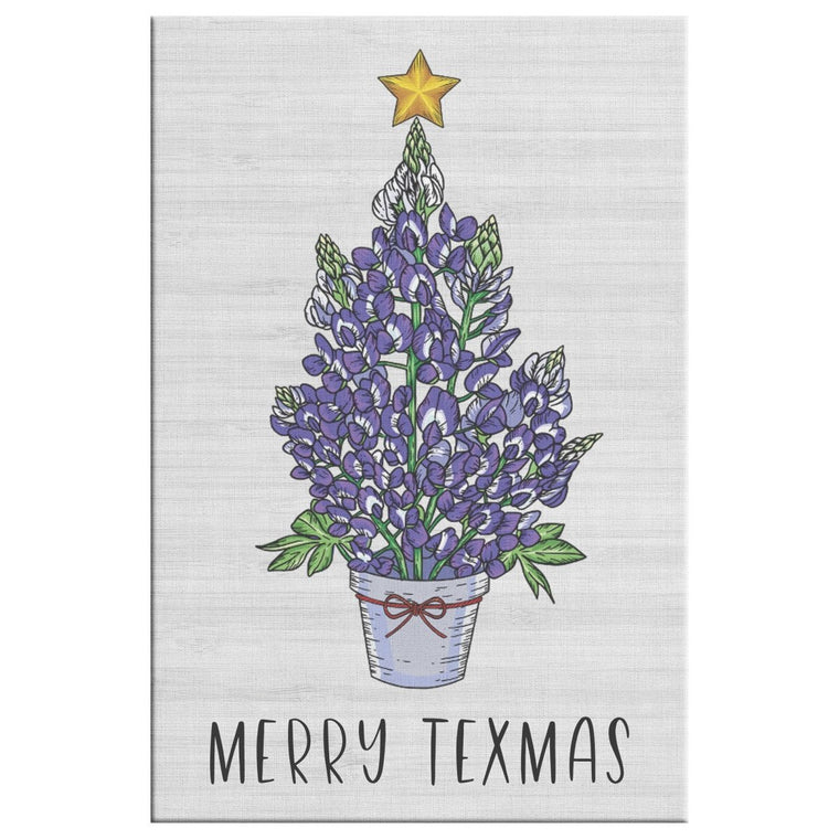 Merry Texmas Bluebonnet Tree Canvas | Farmhouse World