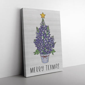 Merry Texmas Bluebonnet Tree Canvas | Farmhouse World