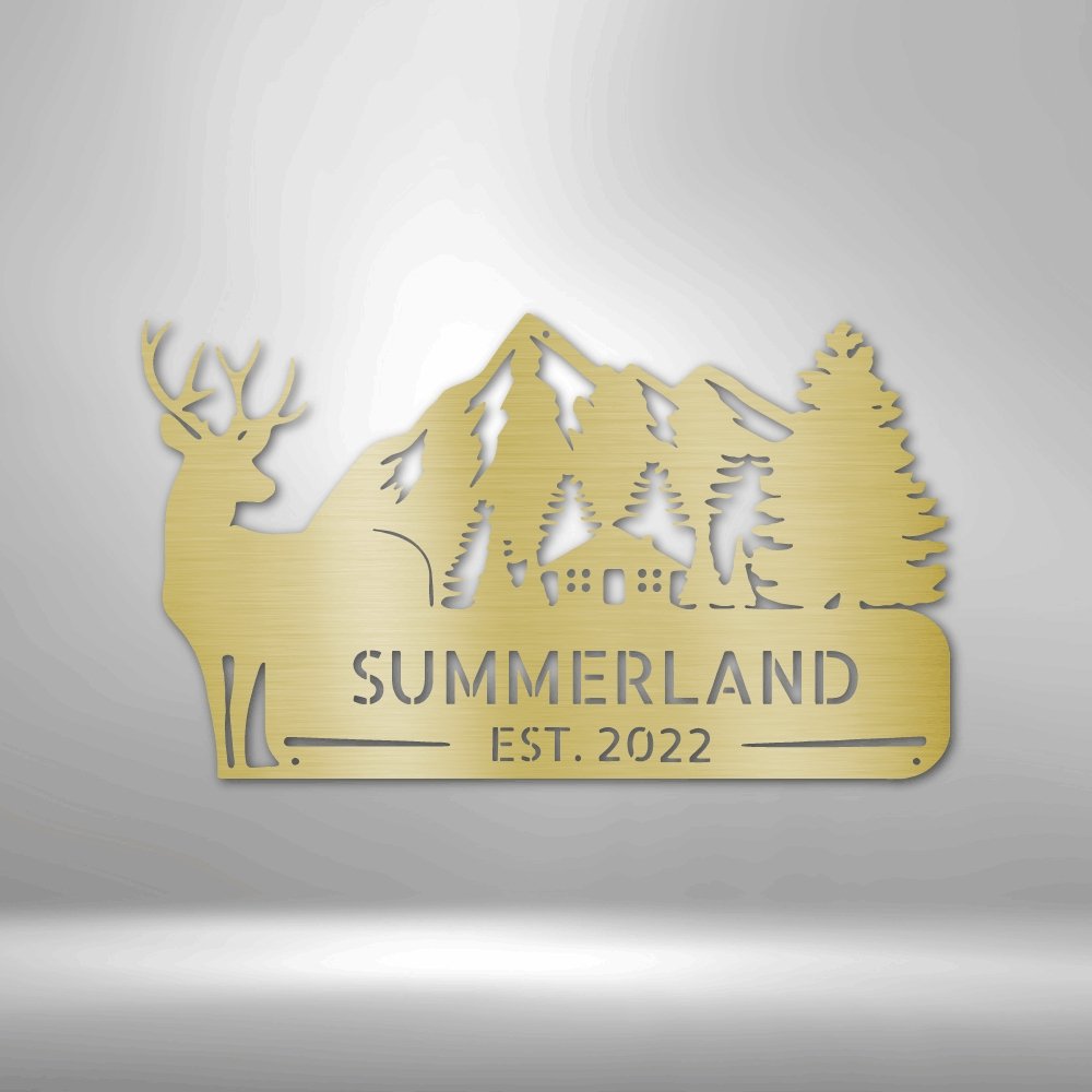 Mountain Cabin Personalized Steel Sign | Farmhouse World