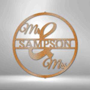 Personalized Mr and Mrs Round Monogram Metal Sign | Farmhouse World