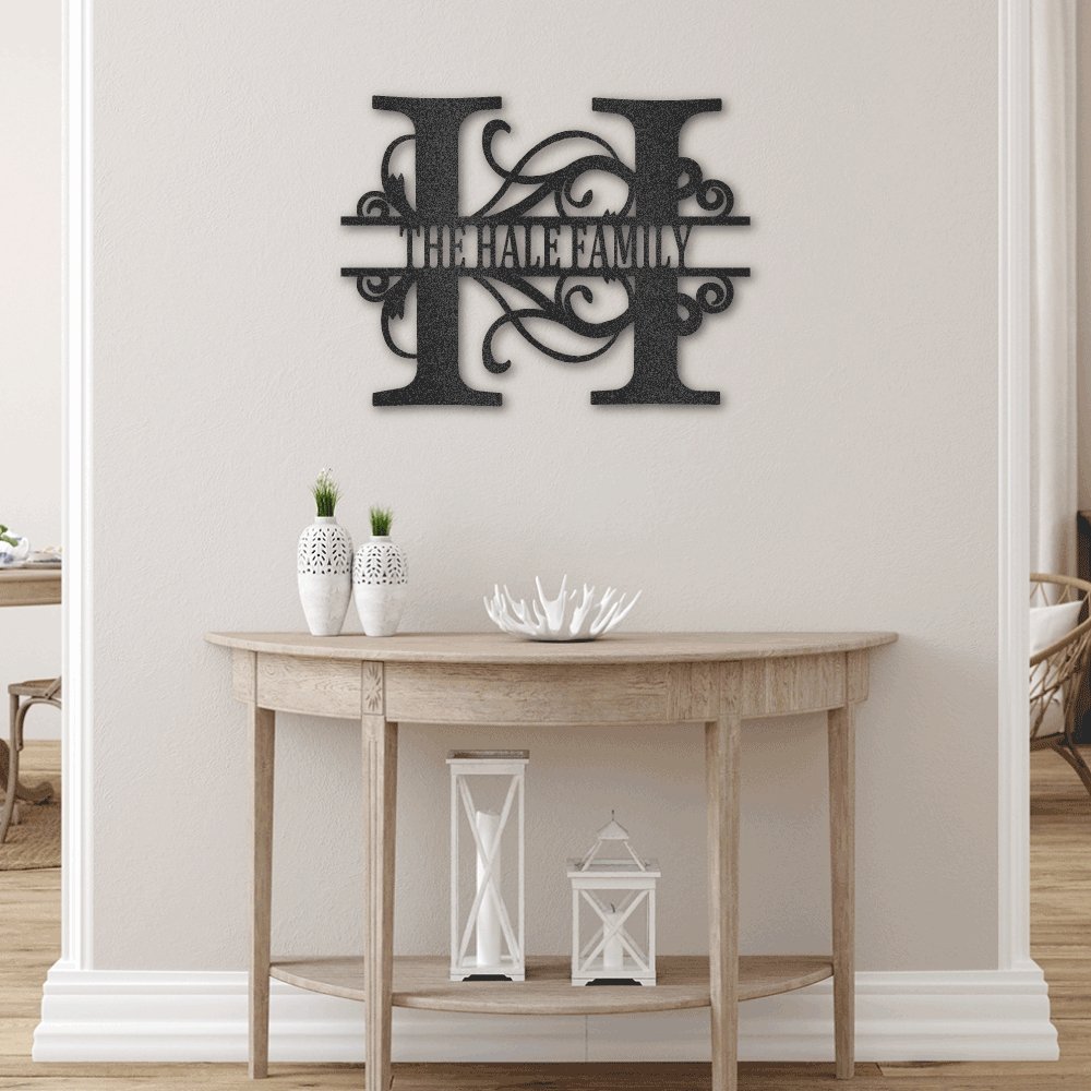 Personalized Split Letter Monogrammed Metal Sign | Farmhouse World