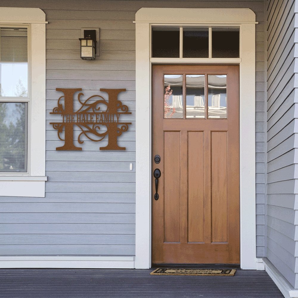 Personalized Split Letter Monogrammed Metal Sign | Farmhouse World