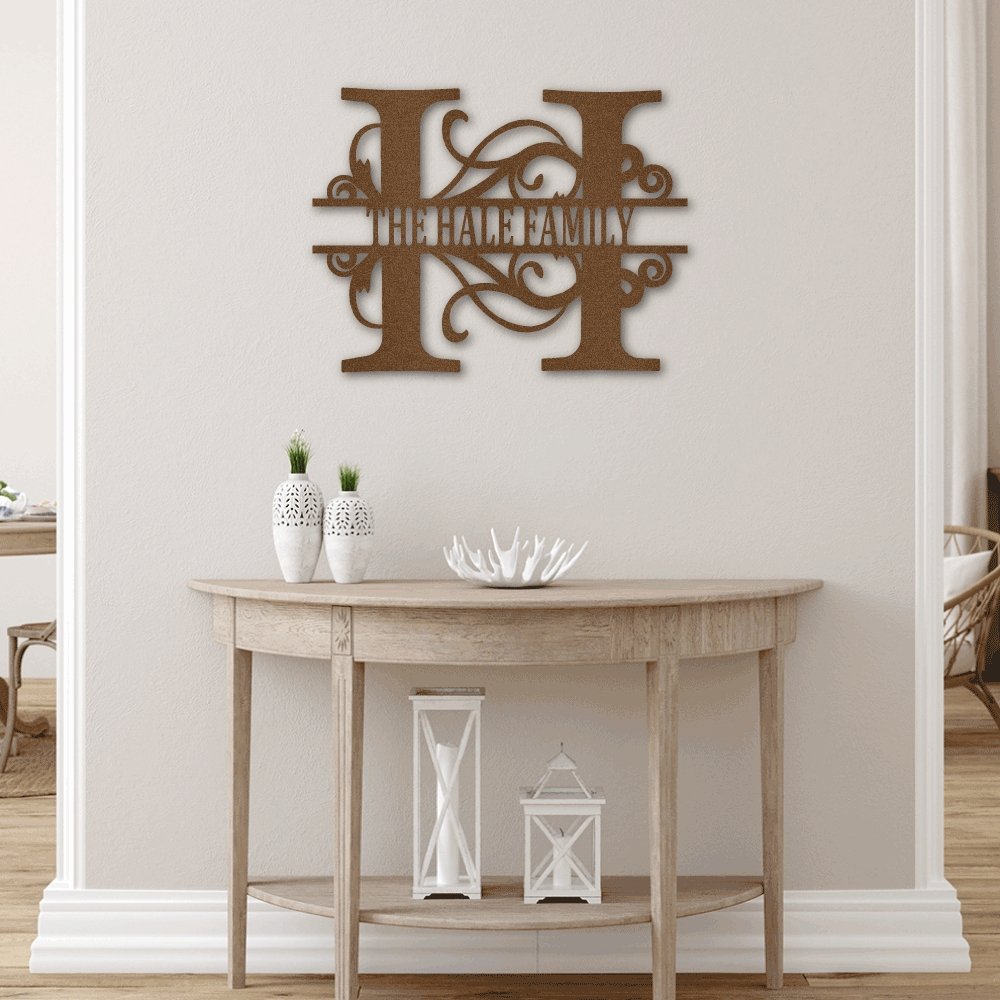 Personalized Split Letter Monogrammed Metal Sign | Farmhouse World