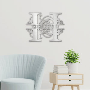 Personalized Split Letter Monogrammed Metal Sign | Farmhouse World