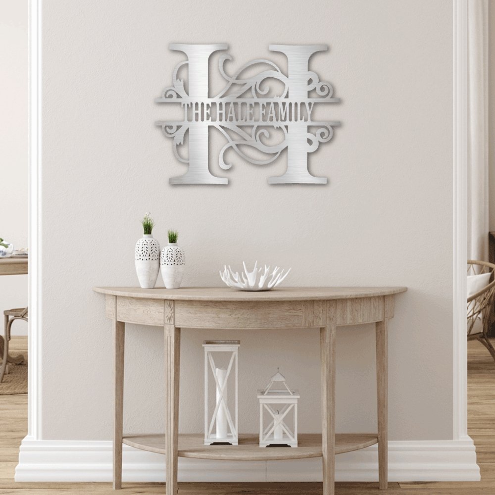 Personalized Split Letter Monogrammed Metal Sign | Farmhouse World