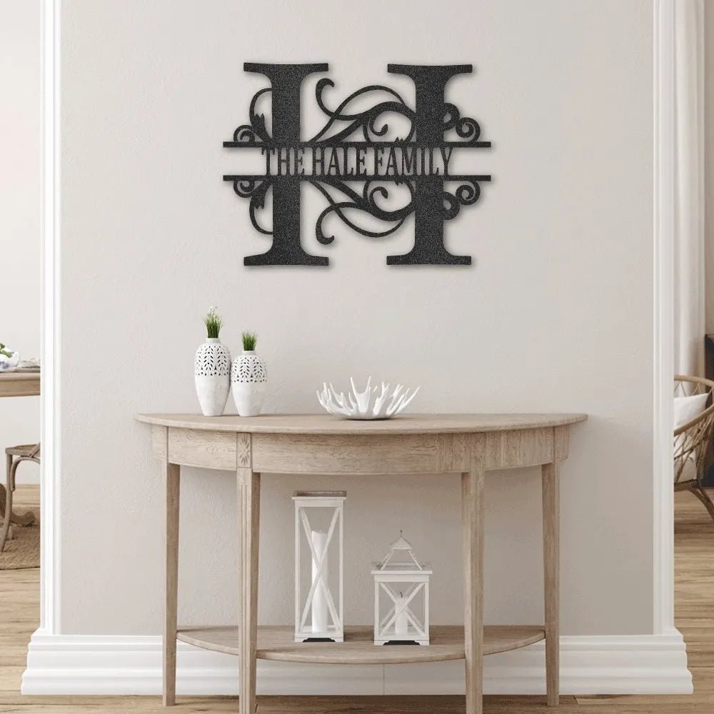 Personalized Split Letter Monogrammed Metal Sign | Farmhouse World
