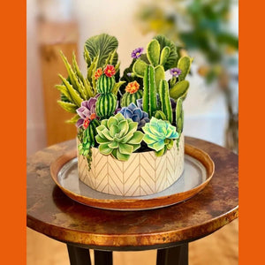 unique pop up cactus garden greeting card gift alternative to flowers with realistic design
