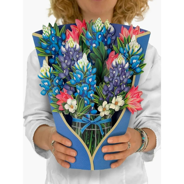 Pop-Up Flower Bouquet Greeting Card - Blue Bonnet | Farmhouse World