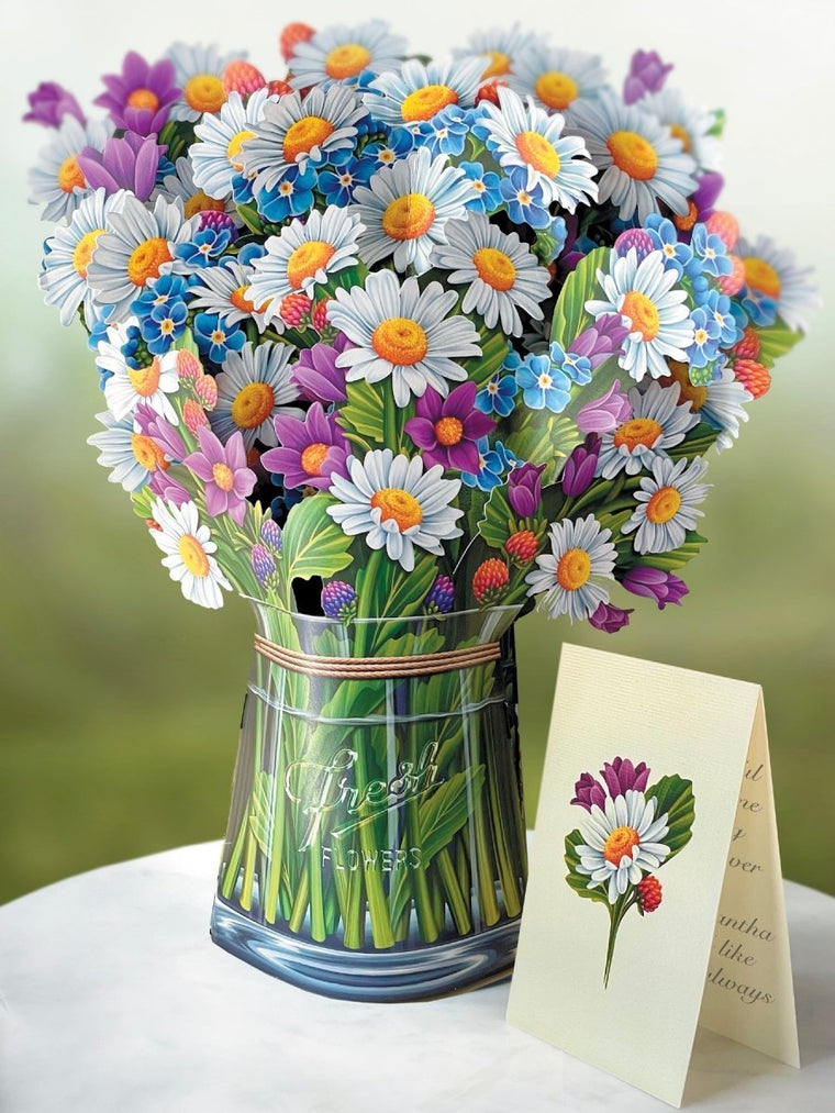 Pop-Up Flower Bouquet Greeting Card - Field of Daisies | Farmhouse World