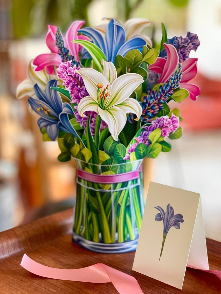 Pop-Up Flower Bouquet Greeting Card - Lilies & Lupines | Farmhouse World