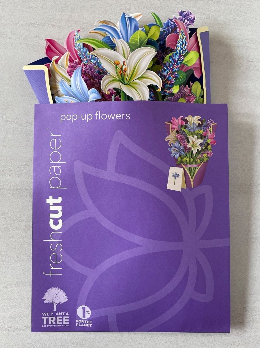 Pop-Up Flower Bouquet Greeting Card - Lilies & Lupines | Farmhouse World