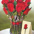 Pop-Up Flower Bouquet Greeting Card - Red Roses | Farmhouse World