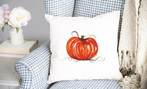 Pumpkin Watercolor Pillow Cover - Original Art | Farmhouse World