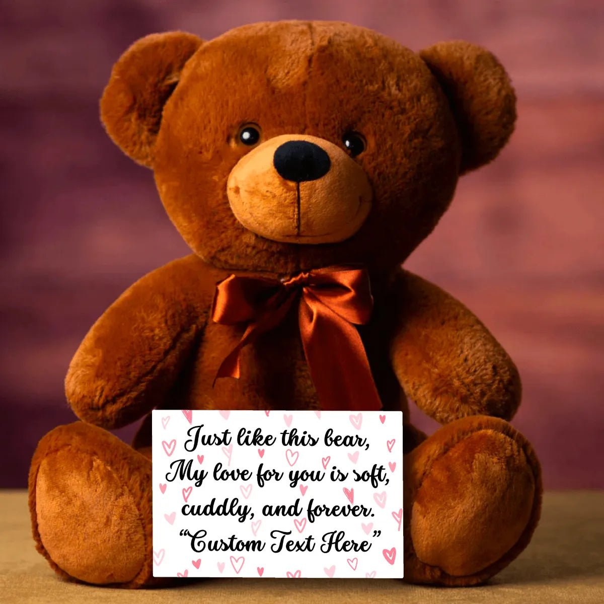 Romantic teddy bear gift for wife with love-themed message card