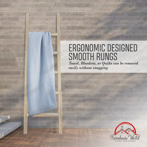 Wooden Rustic Blanket Ladder White-Washed 5ft | Farmhouse World