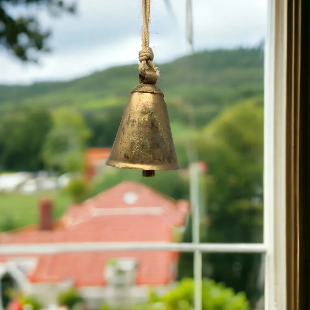 Rustic hanging cow bell for farmhouse home decor