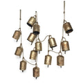 Rustic Festival Bell Garland on Jute String Rope with Antique Gold Finish 72"L | Farmhouse World
