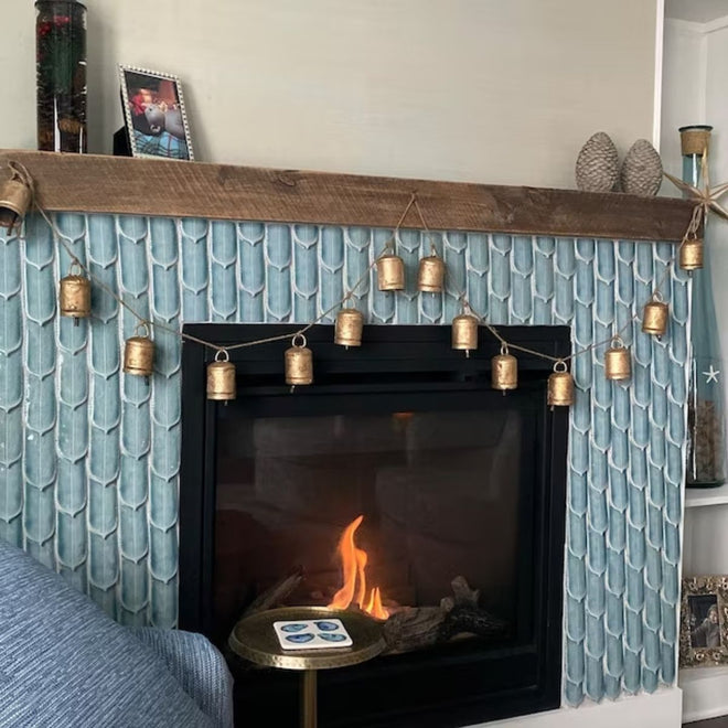 Rustic Festival Bell Garland on Jute String Rope | Farmhouse World